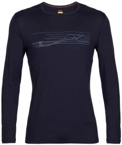 Icebreaker 200 Oasis Long Sleeve Crewe Ski Stripes Men -Winkel Voor Ski-uitrusting icebreaker 200 oasis long sleeve crewe ski stripes men midnight navy s midnight navy 0