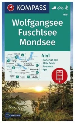 Kompass Wandelkaart 018 Wolfgangsee, Fuschlsee, Mondsee