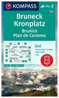 Kompass Wandelkaart 045 Bruneck, Kronplatz, Brunico, Plan De Corones
