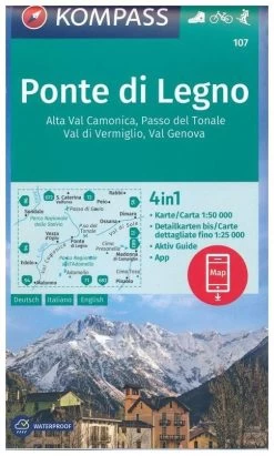 Kompass Wandelkaart 107 Ponte Di Legno